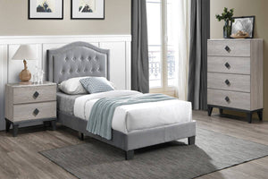 TWIN BED/GREY VELVET