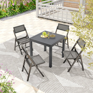 Expandable design offers you 2 length options<br>Seats up to 4-6 for various gatherings<br>Crafted from heavy-duty  rustproof and lightweight aluminum<br>2.5" thick table legs enhance stability<br>Comes with 4 L-shaped metal brace & matching screws<br>Sla