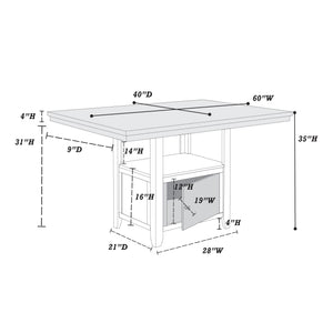 COUNTER HEIGHT TABLE W/STORGAE