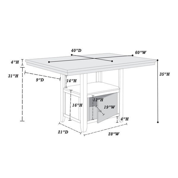 COUNTER HEIGHT TABLE W/STORGAE