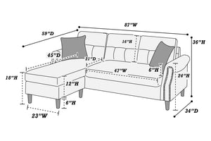 Summit F6447 Reversible Sectional Set W/ 2 Accent Pillows