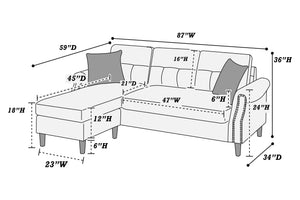 Peak F6448 Reversible Sectional Set W/ 2 Accent Pillows