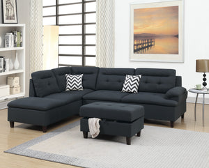 Grid F6588 3-Piece Sectional Set W/ Ottoman
