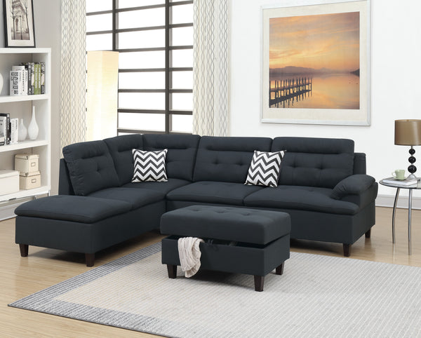Grid F6588 3-Piece Sectional Set W/ Ottoman