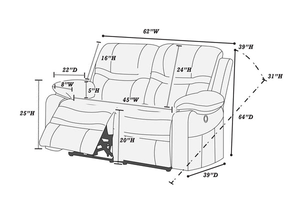  F6698 Motion Loveseat