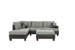 Catalyst F6858 3pc Reversible Sectional Sofa Set W/ Ottoman