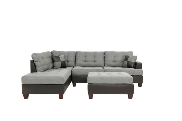 Catalyst F6858 3pc Reversible Sectional Sofa Set W/ Ottoman
