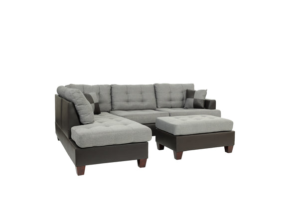 Catalyst F6858 3pc Reversible Sectional Sofa Set W/ Ottoman