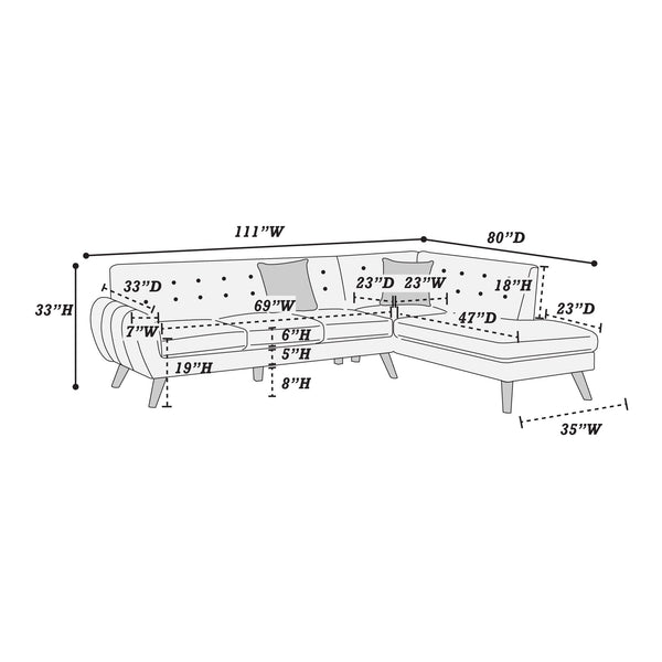 Component F6954 2-Piece Sectional Set W/ 2 Accent Pillows