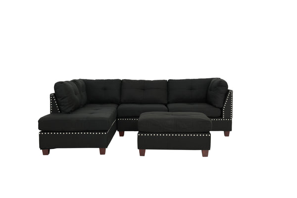 Level F6974 3pc Reversible Sectional Sofa Set W/ Ottoman