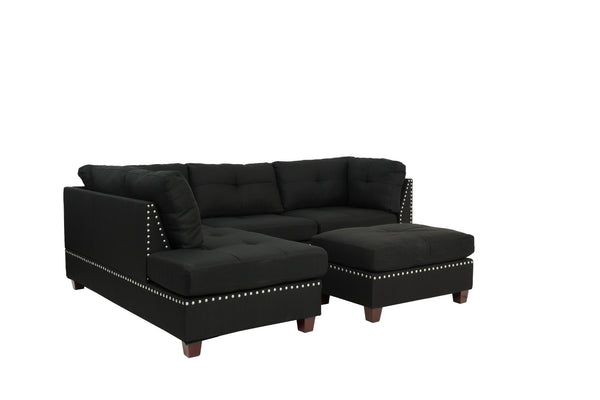 Level F6974 3pc Reversible Sectional Sofa Set W/ Ottoman