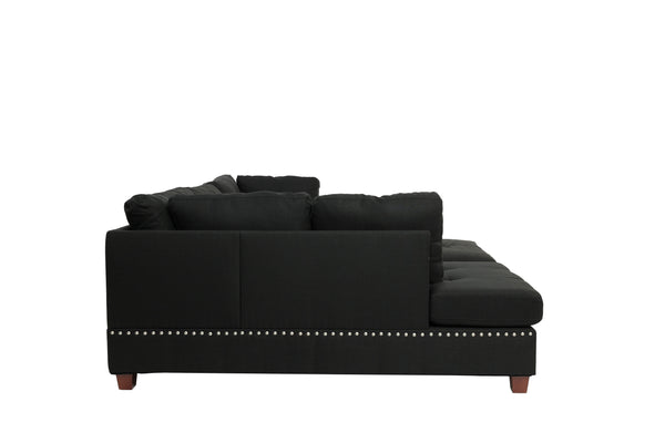 Level F6974 3pc Reversible Sectional Sofa Set W/ Ottoman