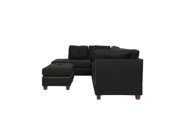 Level F6974 3pc Reversible Sectional Sofa Set W/ Ottoman