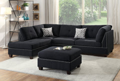 Level F6974 3pc Reversible Sectional Sofa Set W/ Ottoman