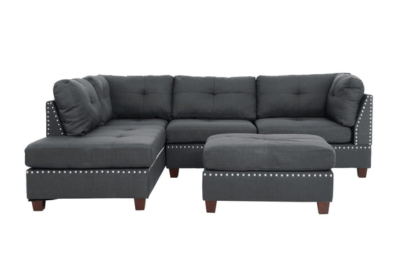 Scope F6975 3pc Reversible Sectional Sofa Set W/ Ottoman