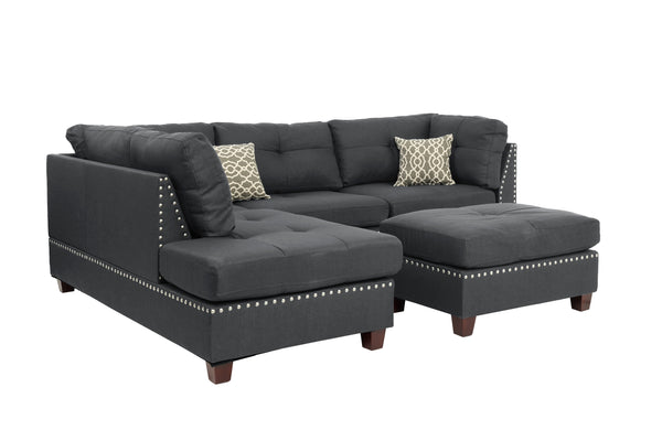 Scope F6975 3pc Reversible Sectional Sofa Set W/ Ottoman
