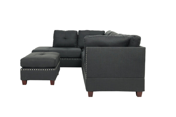 Scope F6975 3pc Reversible Sectional Sofa Set W/ Ottoman