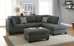 Scope F6975 3pc Reversible Sectional Sofa Set W/ Ottoman