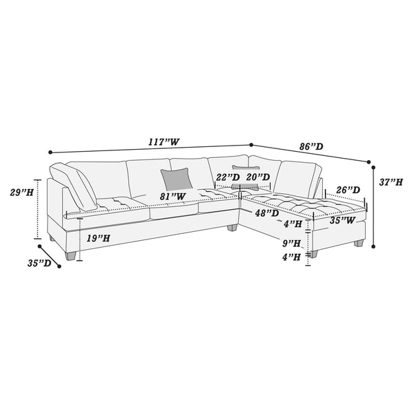 Haven F6989 2-Piece Sectional Set W/ 2 Accent Pillows