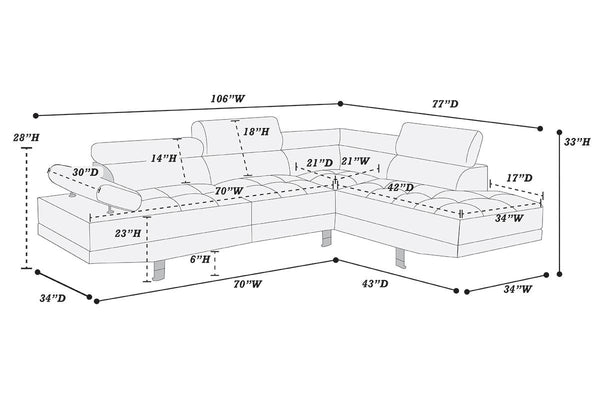 Oasis F7310 2-Piece Sectional Sofa Set