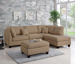 Harbor F7605 3pc Reversible Sectional Sofa Set W/ Ottoman
