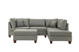 Cove F7606 3pc Reversible Sectional Sofa Set W/ Ottoman