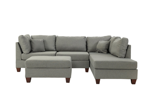 Cove F7606 3pc Reversible Sectional Sofa Set W/ Ottoman