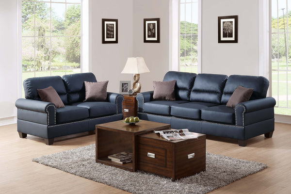 2-PCS SOFA SET/BLACK BONDED LEATHER