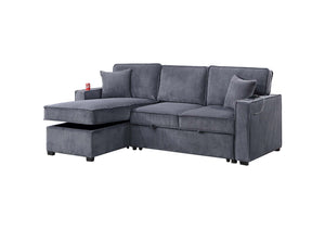 COVERTIBLE SECTIONAL W/ USB PORTS  & 2 ACCENT PILLOWS