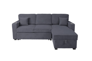 COVERTIBLE SECTIONAL W/ USB PORTS  & 2 ACCENT PILLOWS