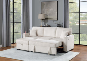 COVERTIBLE SECTIONAL W/ USB PORTS  & 2 ACCENT PILLOWS