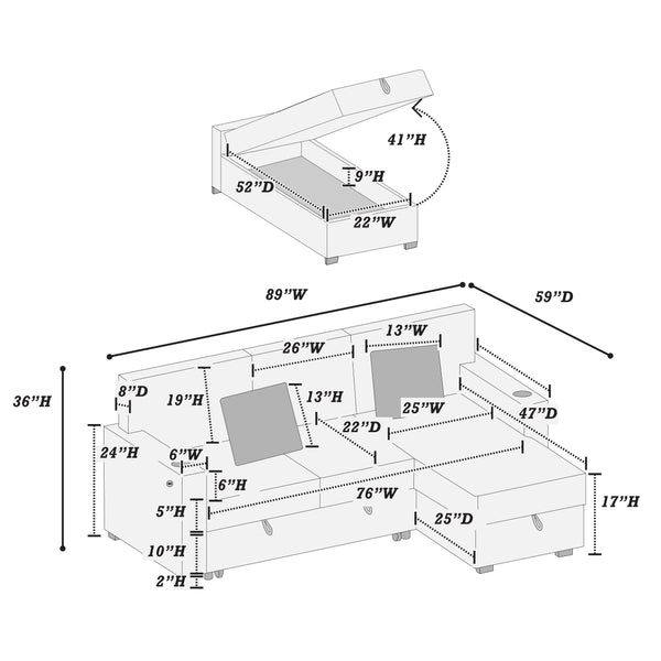  F8544 Convertible Sectional