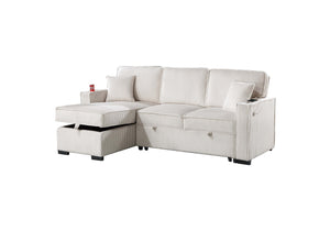 COVERTIBLE SECTIONAL W/ USB PORTS  & 2 ACCENT PILLOWS
