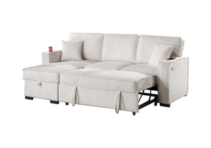 COVERTIBLE SECTIONAL W/ USB PORTS  & 2 ACCENT PILLOWS