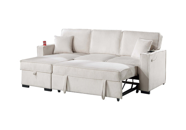 COVERTIBLE SECTIONAL W/ USB PORTS  & 2 ACCENT PILLOWS