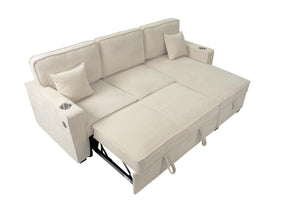 COVERTIBLE SECTIONAL W/ USB PORTS  & 2 ACCENT PILLOWS