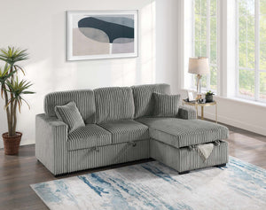 2-PC CONVERTIBLE SECTIONAL W/ 2 ACCENT PILLOWS & FOLD-DOWN TABLE