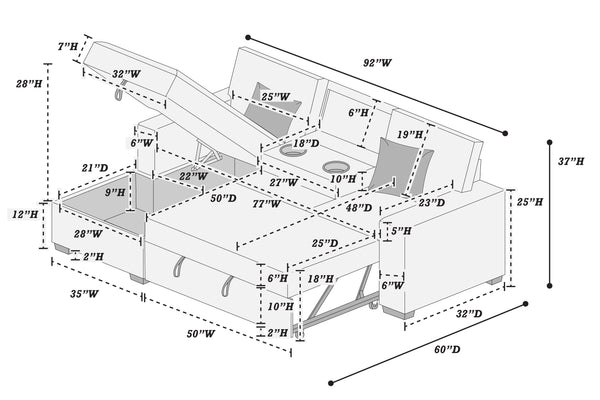 F8552 2-Piece Convertible Sectional