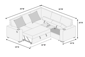  F8555 3-Piece Convertible Sectional