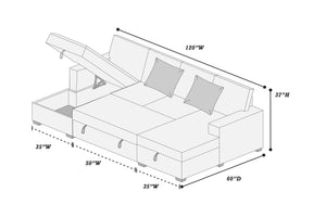  F8558 3-Piece Convertible Sectional
