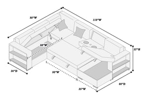  F8562 4-Piece Convertible Sectional