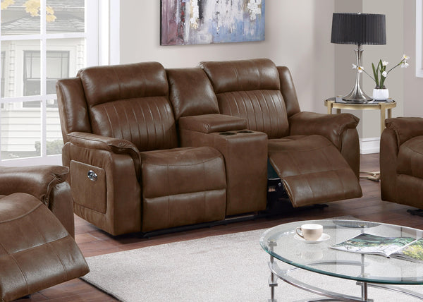 POWER MOTION LOVESEAT W/CONSOLE/DARK COFFEE