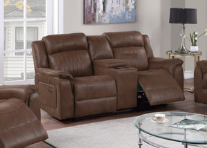 MOTION LOVESEAT W/CONSOLE/HANDLE/DARK COFFEE