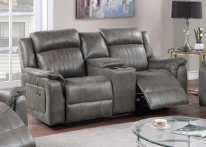 MOTION LOVESEAT W/CONSOLE/HANDLE/SLATE BLUE
