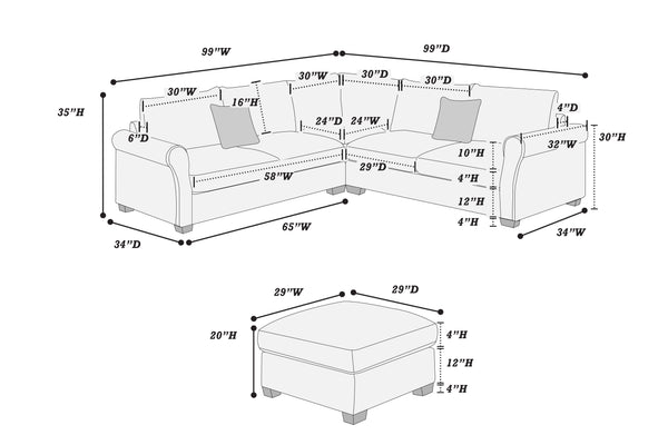  F8819 4-Pcs Sectional