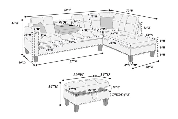 Root F8886 3-Pcs Sectional Set