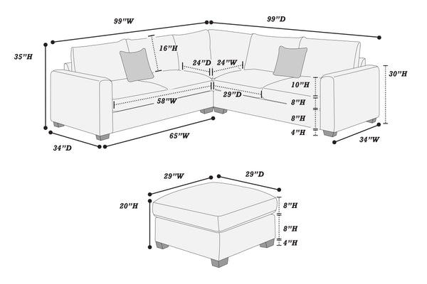  F8890 4-Pcs Sectional