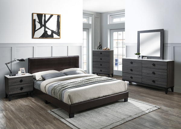 FULL BED-BROWN PU