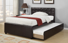 TWIN BED W/TRUNDLE  SQU TUFTED HB ESPRESSO