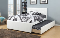 FULL BED W/TRUNDLE SQU TUFTED HB WHITE